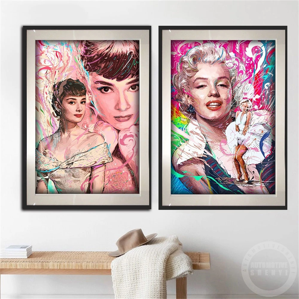 

Современное модное граффити Монро фотография стены с рисунком для гостиной домашнее украшение без рамки