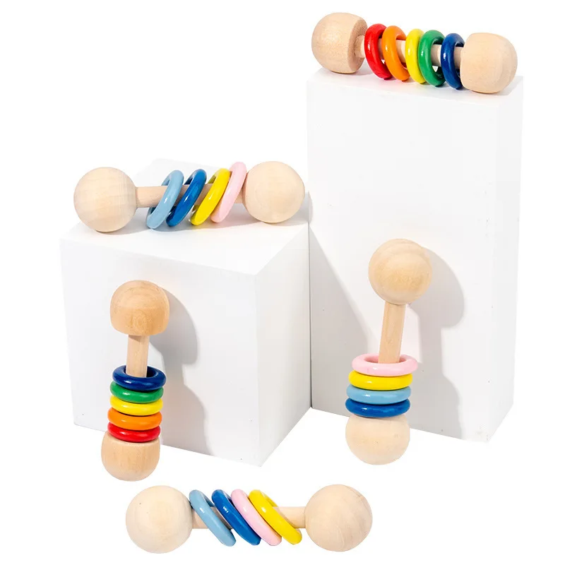 

Cartoon Wooden Rattle Baby Orff Musical Instrument Hand Training Toy