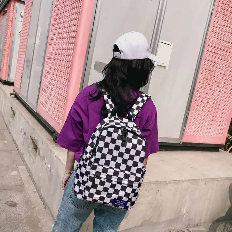 Повседневный клетчатый рюкзак для женщин дорожная зеленая клетчатая белая