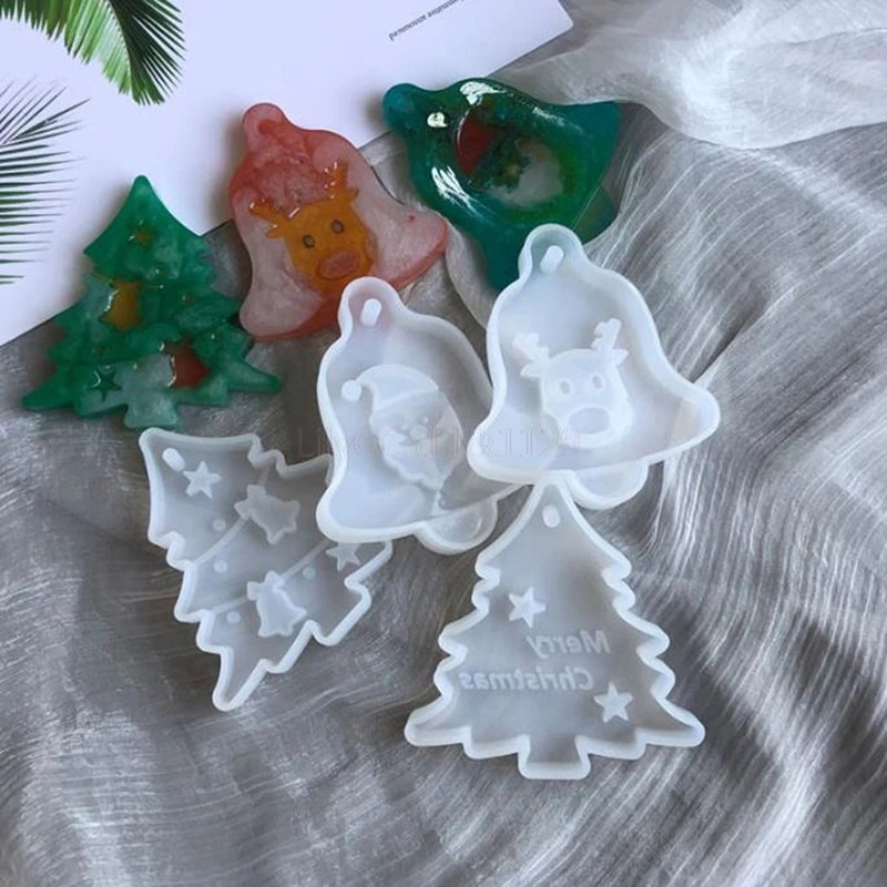 

Christmas Tree Bell Elk Pendant Casting Silicone Mould Diy Crystal Epoxy Resin Mold