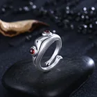 Богемные винтажные кольца для женщин творчество животных бионические Красные кристаллы глаза ювелирные изделия эффектное регулируемое ретро 3D кольцо лягушка