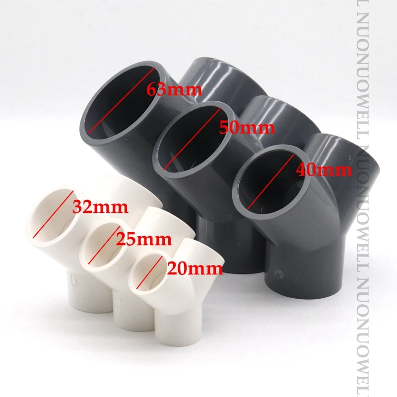 1pc PVC Tee Connector Water Supply Tube Joint Y Inclined Three-way Three-fork Pipe Fittings Plastic Aquarium Water Pipe Fittings