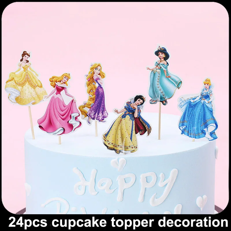 24 шт. disney pretty bella Princess кекс топперы Детские День рождения торт украшения детский
