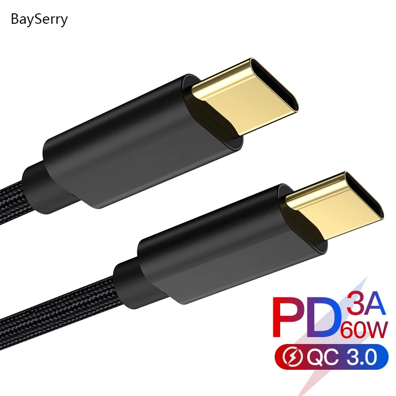 BaySerry USB Type C к кабель для Samsung Galaxy S8 S9 S10 Plus Redmi K20 Note 7 поддержка PD 60 Вт QC4.0 3A быстрой