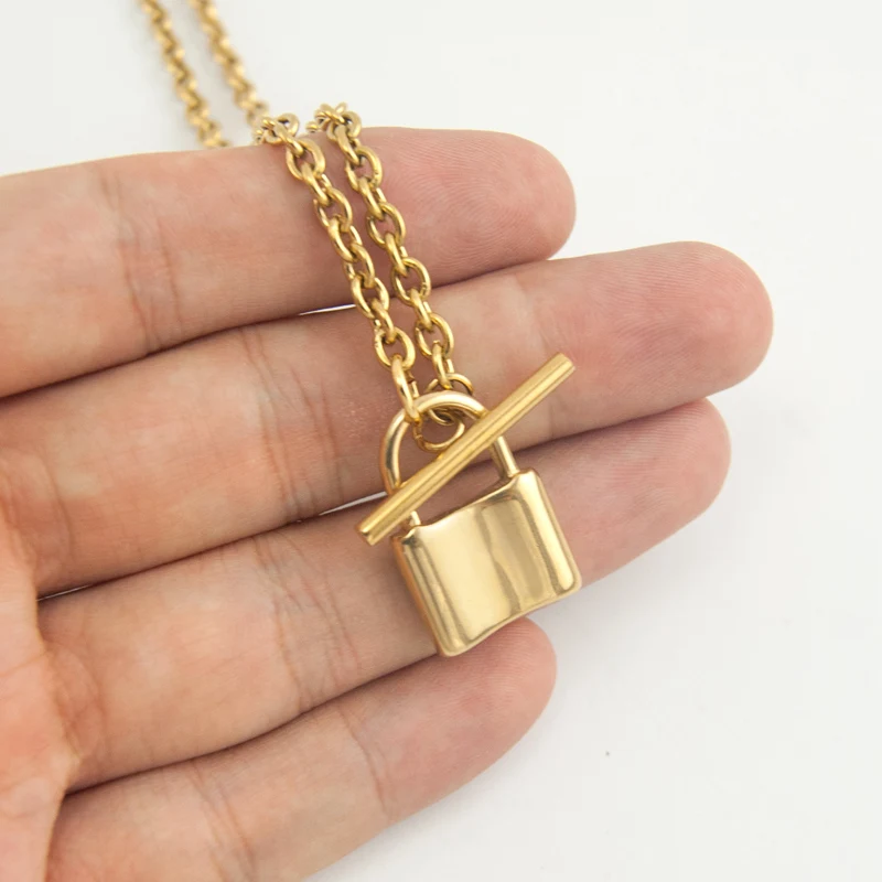 Женская цепочка с подвеской-замком из нержавеющей стали | Украшения и аксессуары