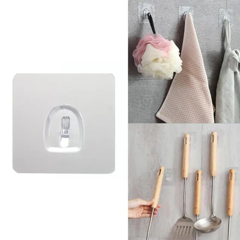 

Прозрачный настенный крючок, 10 шт., прочная самоклеящаяся дверная нагрузка, тяжелая всасывающая стена, искусственная чашка для кухни, ванно...