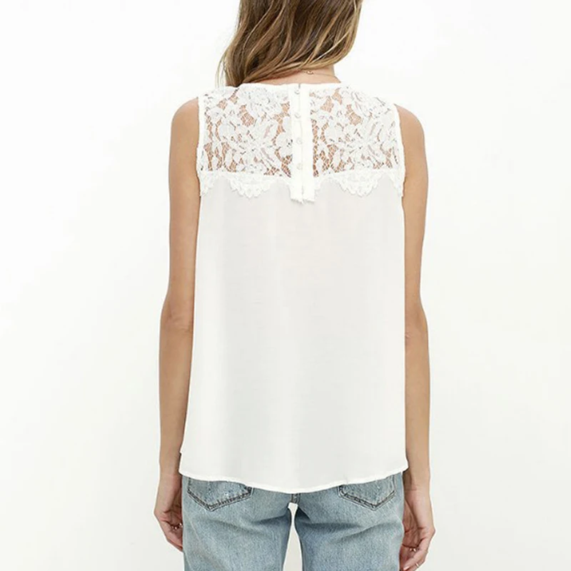 Летняя Офисная Женская рубашка Розовая белая кружевная шифоновая блузка с