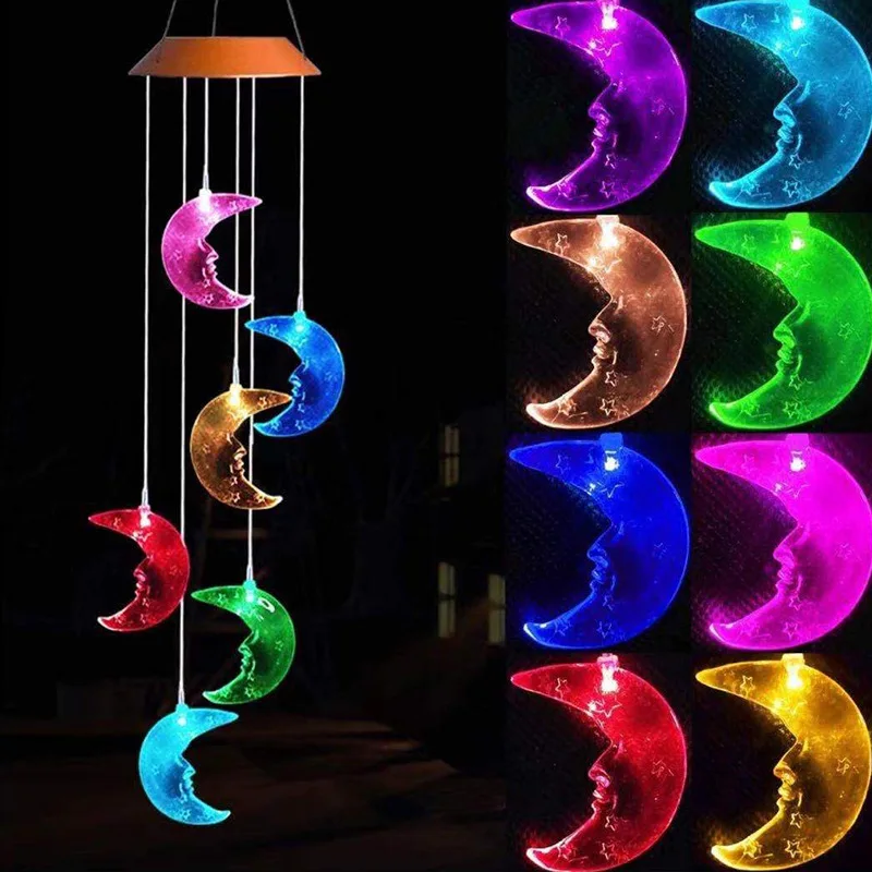 Color Changing Solar Power Wind Chime Hummingbird Angel Butterfly Waterproof Outdoor Decoration Light for Patio Yard Garden images - 6