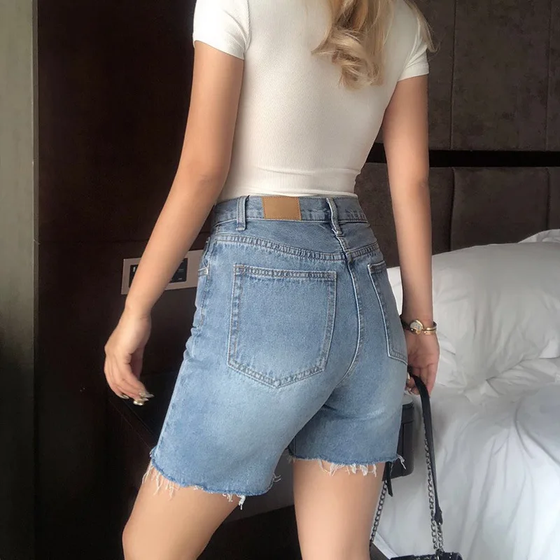 

Brand New High Waist Slim Cyclist Denim Shorts Vintage Women Summer Denim Shorts 2021 Fashion Tide