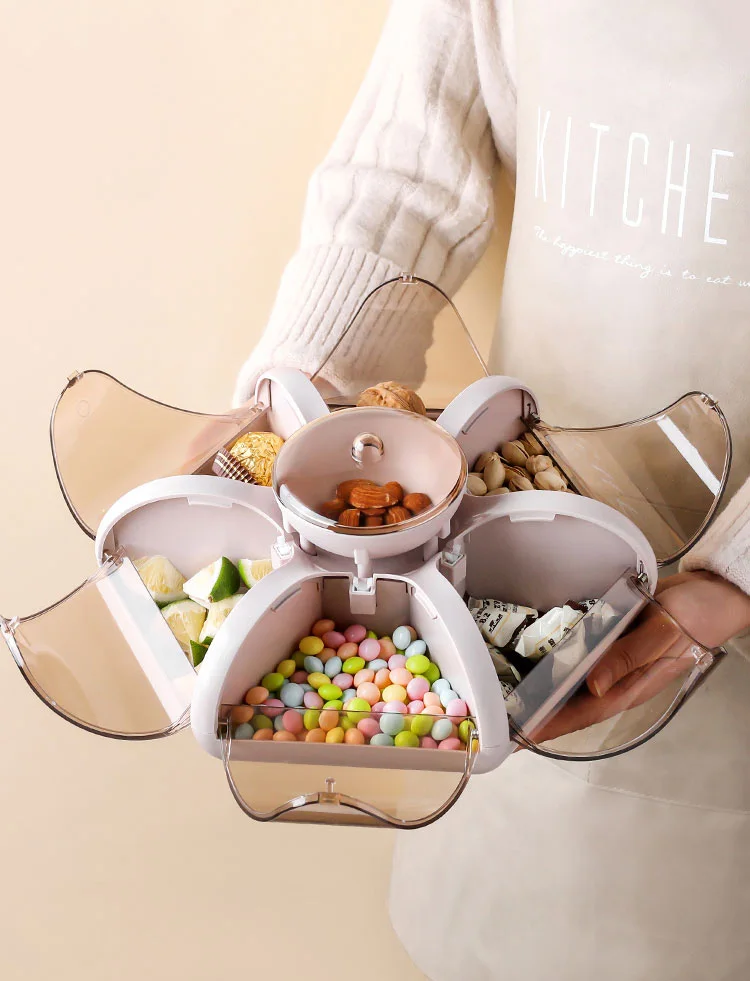 

Nordic Creative Snack Nuts Multi Grids With Dustproof Lid Household Amber Candy Chocolate Storage Box