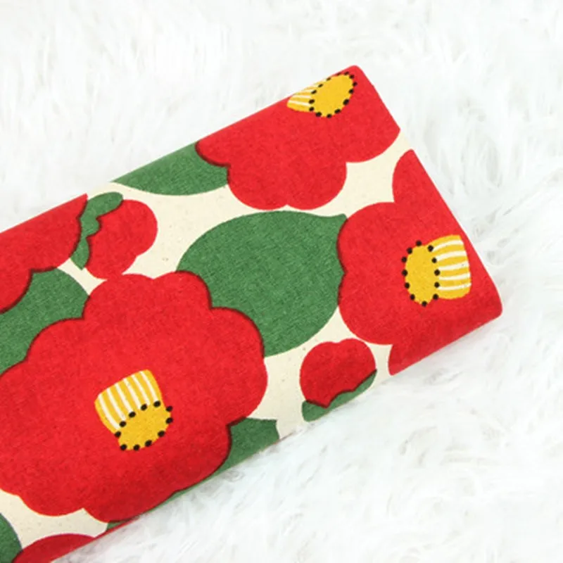 red flower Половина ярда утолщаются хлопок ткань с красным цветочным принтом ручной работы DIY мешок одежды платье ткань T1107 - Цвет: red flower