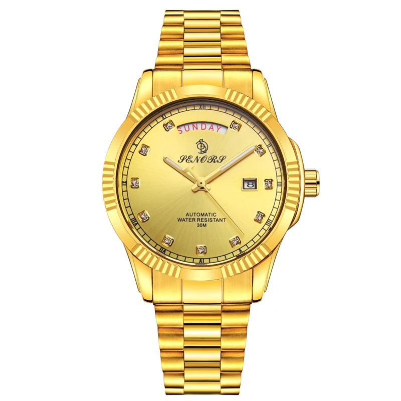 Часы мужские механические из нержавеющей стали с автоподзаводом и датой|Женские