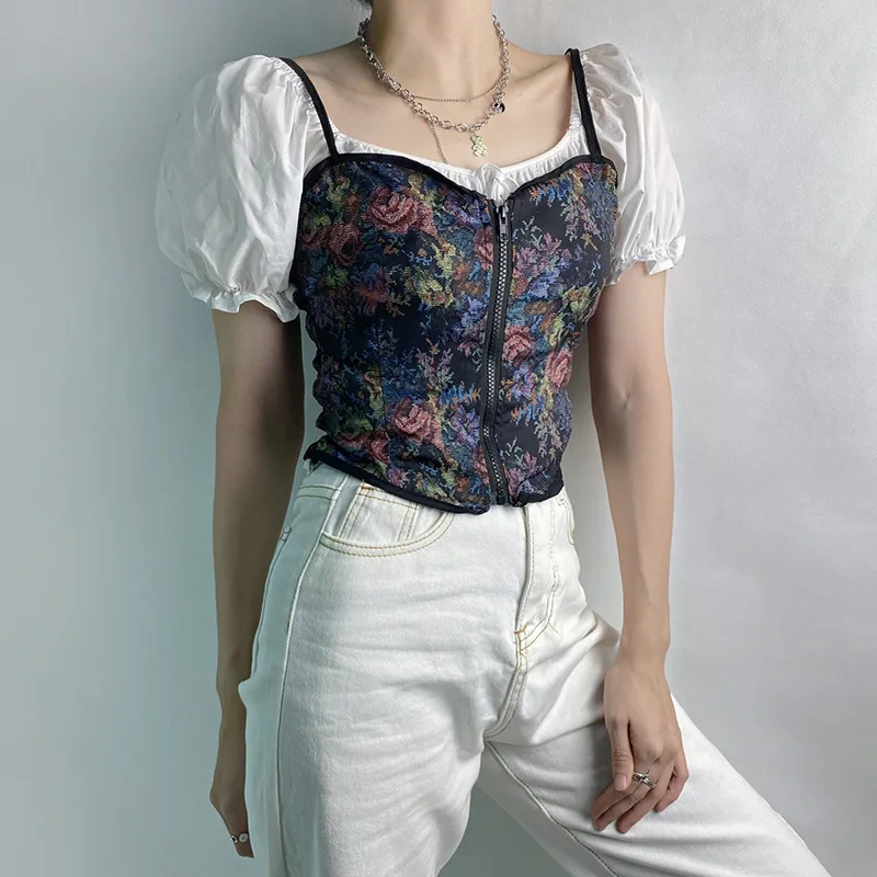 Женский цветочвечерние укороченный топ с открытой спиной и лямкой на шее |