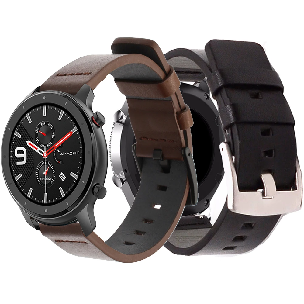 

For Huami GTR Watch leather Strap For Xiaomi Amazfit gtr 47mm gtr 42mm Smart Watch Band Bracelet For Amazfit bip/Stratos/Pace