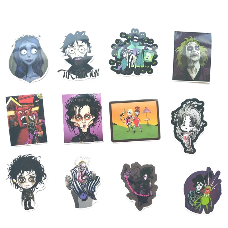 61pcs Stickers Tim Burton Classic Movie Edward Scissorhands Graffiti Sticker For Skateboard Laptop Bicycle Waterproof Decals F4