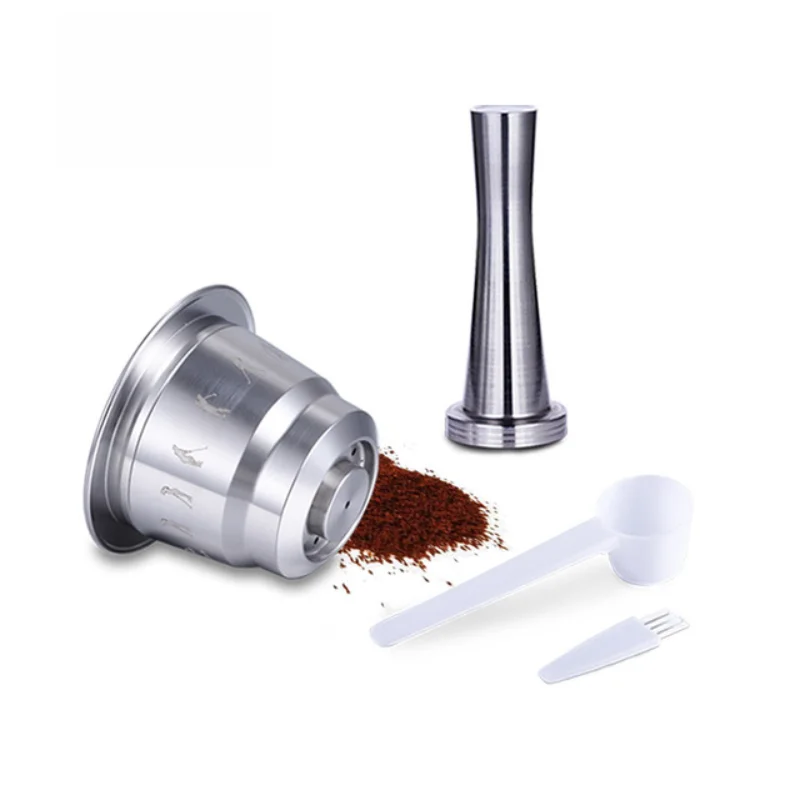 

Tiido Stainless Steel Coffee Capsule For Nespresso Reusable Filter Pods Stainless steel powder hammer set
