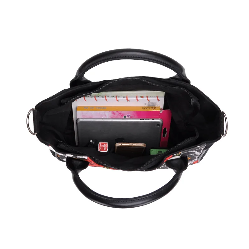 

Retro Women Handbag Shoulder Bag Floral Skull Canvas Top Handle Bags Crossbody Large Capacity For Book Phone Wallets Totes