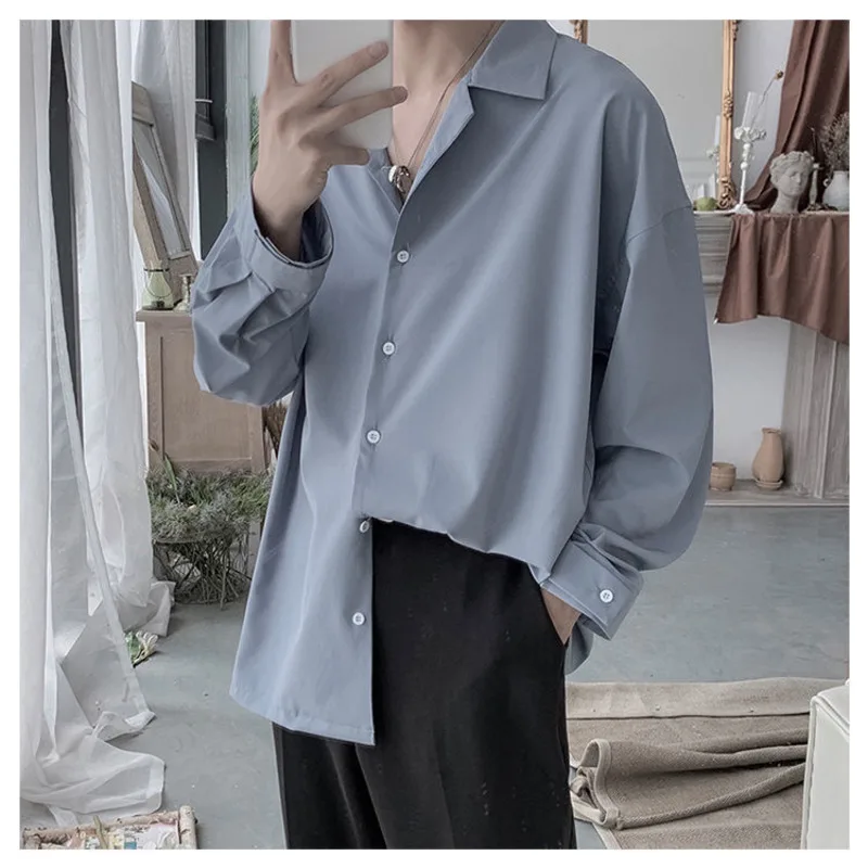 

Spring Korean Dress Shirt Men's Fashion Business Casual Shirt Men Streetwear Loose Social Mens Long-sleeved Shirt M-2XL