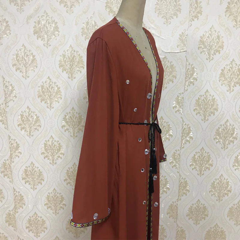

turkey Islamic Clothing Muslim abaya Women Elegant Diamond musulman Long Robe Caftan Elbise Maxi Casual Lace-up Hijab Dress