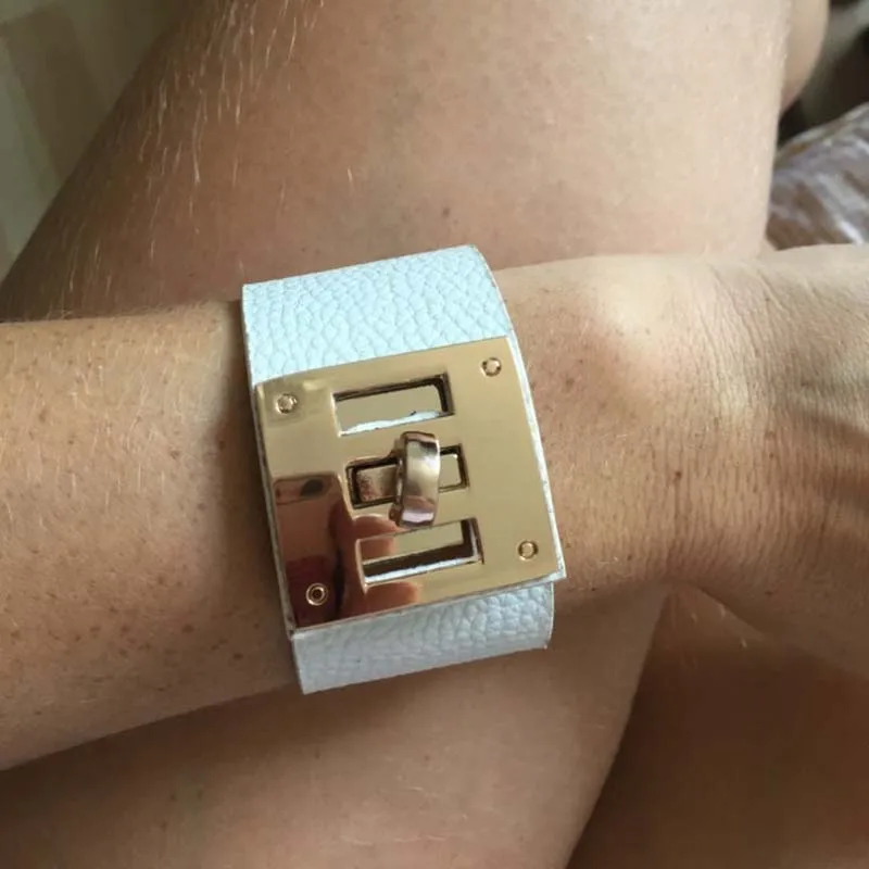 Женские кожаные браслеты D & широкие золотистые в европейском стиле массивные