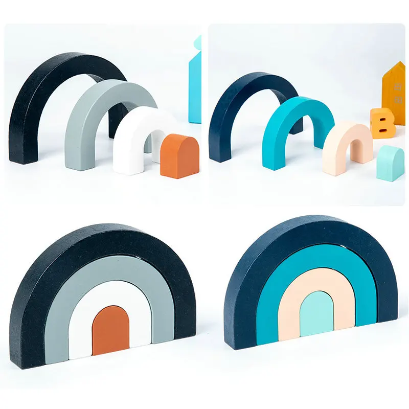 

Rainbow Brite Building Block Wooden Toy Jigsaw Nordic Style Baby Room Window Ornaments Stacking Blocks Children Educational Toys