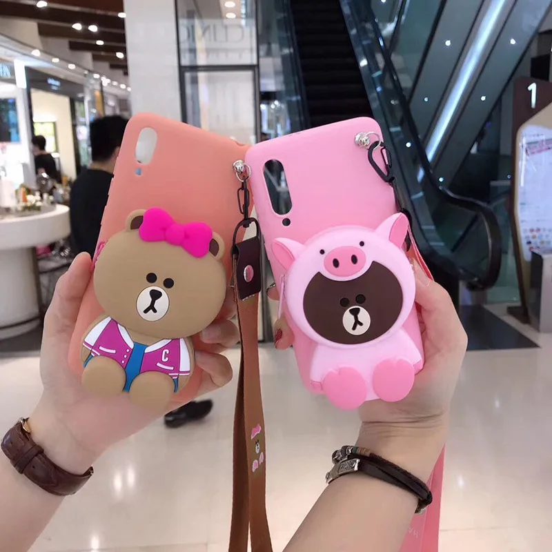 Мягкий силиконовый мультяшный персонаж милый кошелек для монет для samsung/A5/A6/A8plus/A6plus/A9/A920/A9S/A750/A7/A82018/A20/A30/A40/A50/A70/note10plus