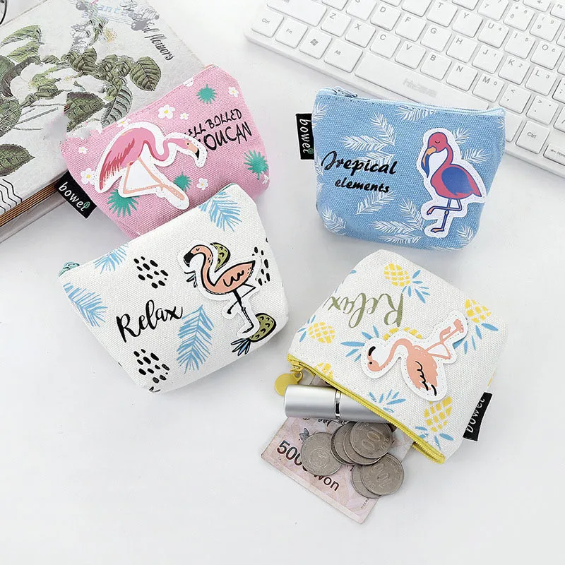 Мини Фламинго Кошельки для монет женщин сумки держатель Kawaii животное изменить