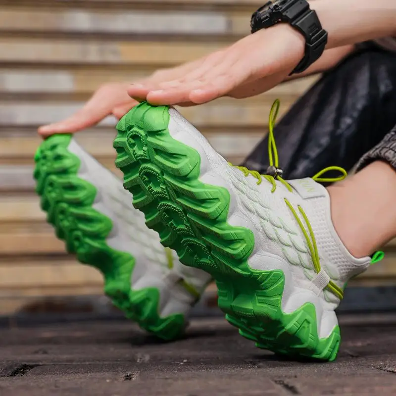 

High Quality Running Shoes Men Fish Scale Daddy Shoes Male Wave Bottom Explosion Wear-resisting Non-slip Footwears Tide Shoes