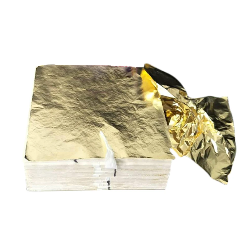 100pcs Practical Foil Papers Gild Imitation Gold Sliver Copper DIY Craft Decor Leaf Leaves Sheets Design Paper Art Craft 14x14cm images - 6