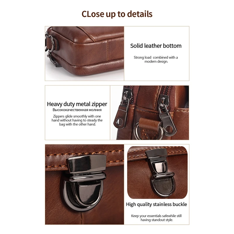 

YIANG Leather Men's Shoulder Bag Phone Belt Bag Multifunctional Crossbody Small Bag Large Capacity Crossbody Bag