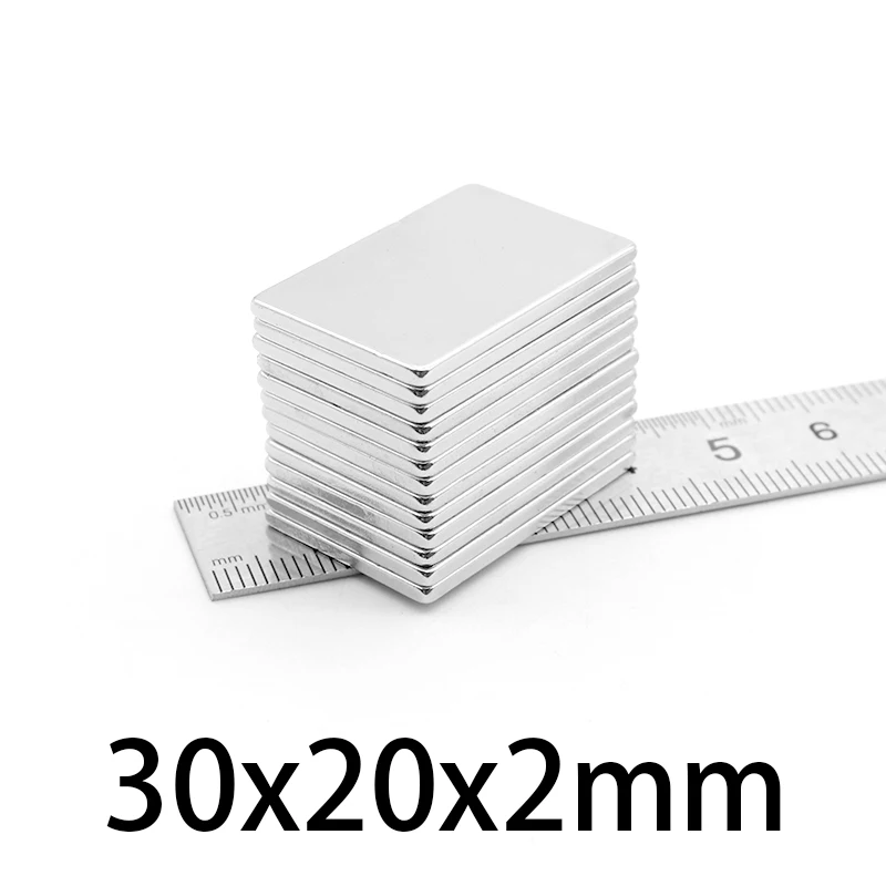 1-30PCS 30x20x2mm Super Strong Neodymium Magnet 30*20*2mm Block Permanent Magnet 30mmx20mmx2mm Powerful Magnetic Magnets