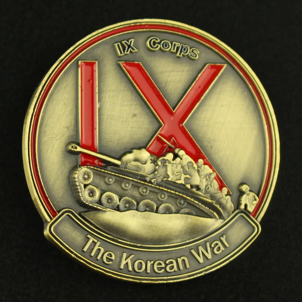 38-й параллельный Сувенир США. Армия IX корпус медная позолоченная монета