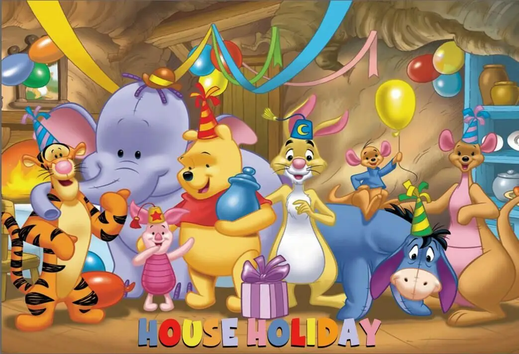 7x5FT Виниловый фон для студийной фотосъемки с изображением Винни медведя тигра