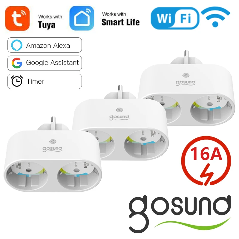 

Умная розетка 2 в 1 с поддержкой Wi-Fi, 16 А
