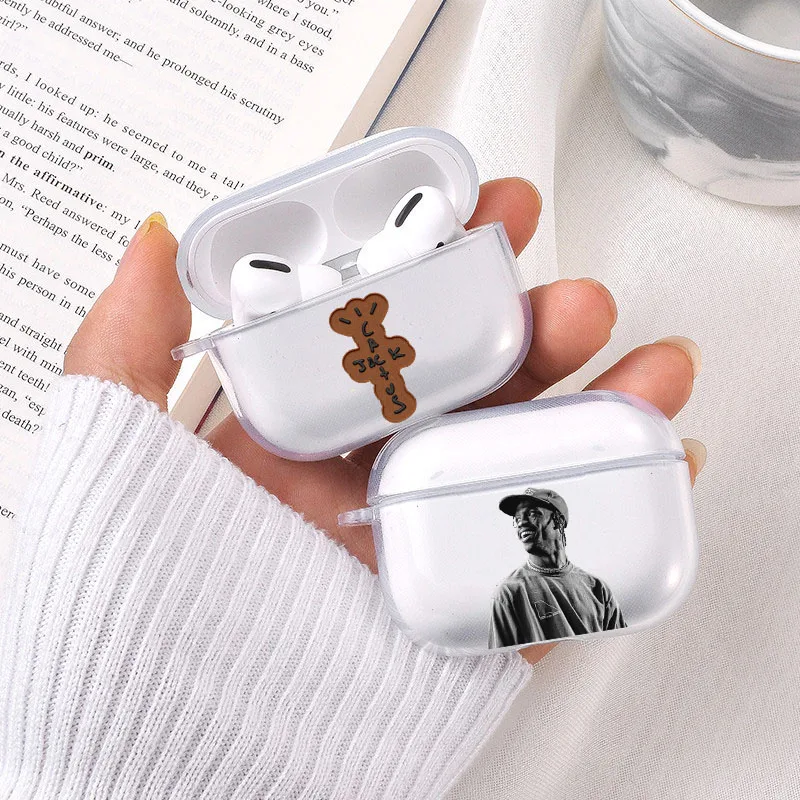 Чехол для Apple airpods мягкий прозрачный чехол наушников из ТПУ с тревисом Скоттом