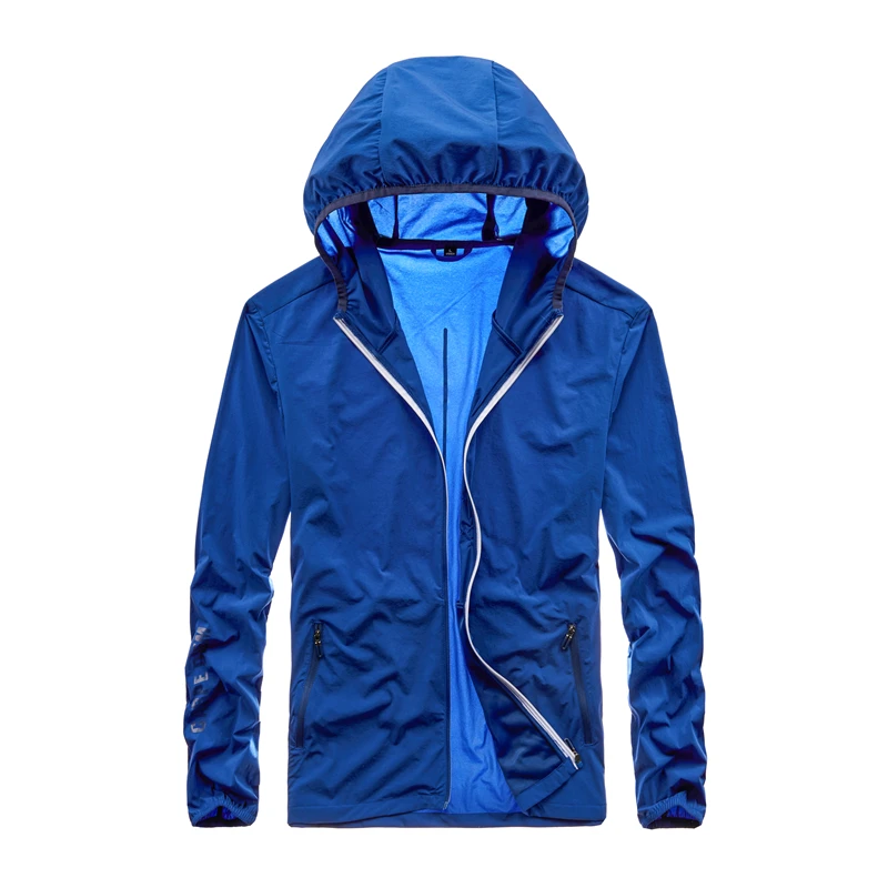 Летняя Солнцезащитная мужская куртка с капюшоном дышащие быстросохнущие пальто