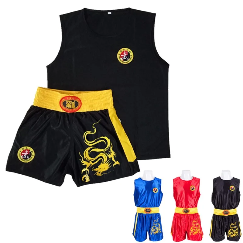 Sanda Suit Kongfu Uniform Unisex Boxing Uniform Bruce Lee Wushu Clothing Martial Arts Performance Costume For Children Adult