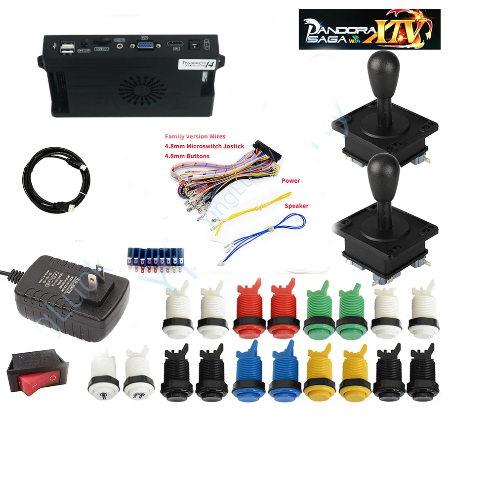 

3 комплекта pandora box 14 4800 в 1, Домашняя версия с аркадной палочкой, американская Кнопка happ, консольный кабель pandora