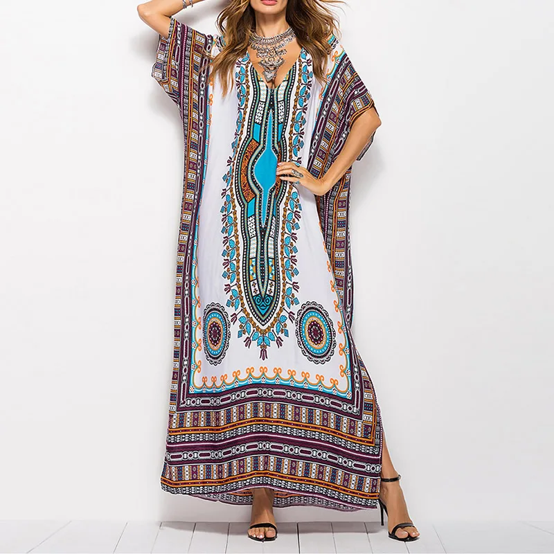 Летнее богемное Платье с принтом летучая мышь Для женщин 2020 повседневное