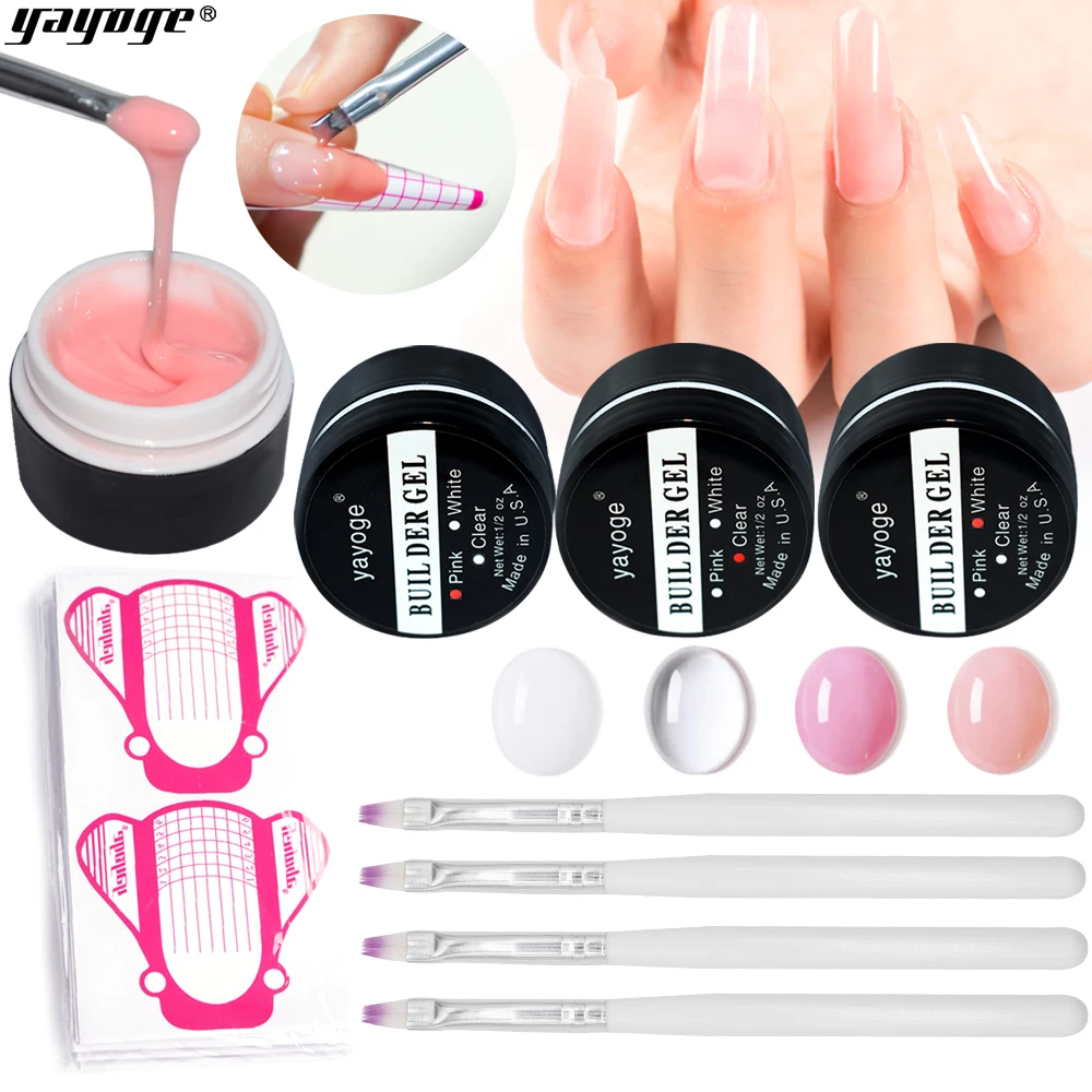 

YAYOGE Builder Gel Set for Nail extensions gel polish UV LED Gel Kit Camouflage Manicure For Nails Art Extension 3 Colors Set