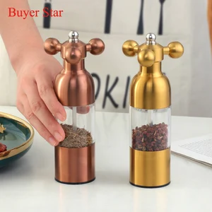 stainless steel manual salt pepper mill shaker grinder ceramic grinding core spice jar condiment container kitchen gadgets free global shipping