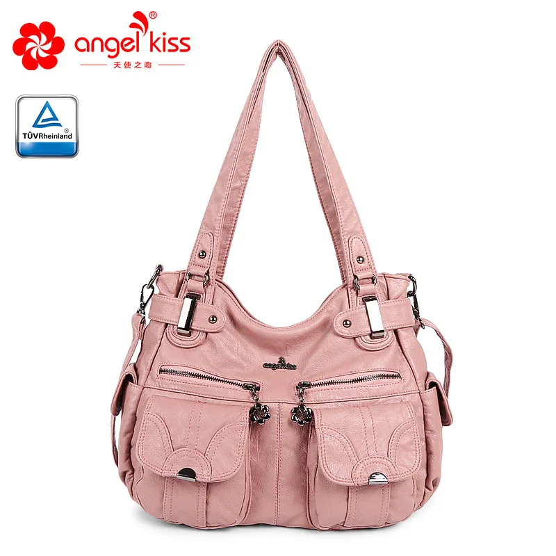 Pink Angelkiss новые женские кожаные сумки женские сумки из искусственной кожи на плечо через плечо женские вместительные сумки женские ручные сумки - Цвет: Pink