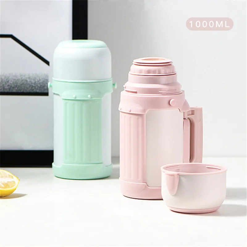 

1L 304 Stainless Steel Outdoor Vacuum Flasks Household Large Capacity Stewpot Heat Preservation Integrated Thermos Water Bottle