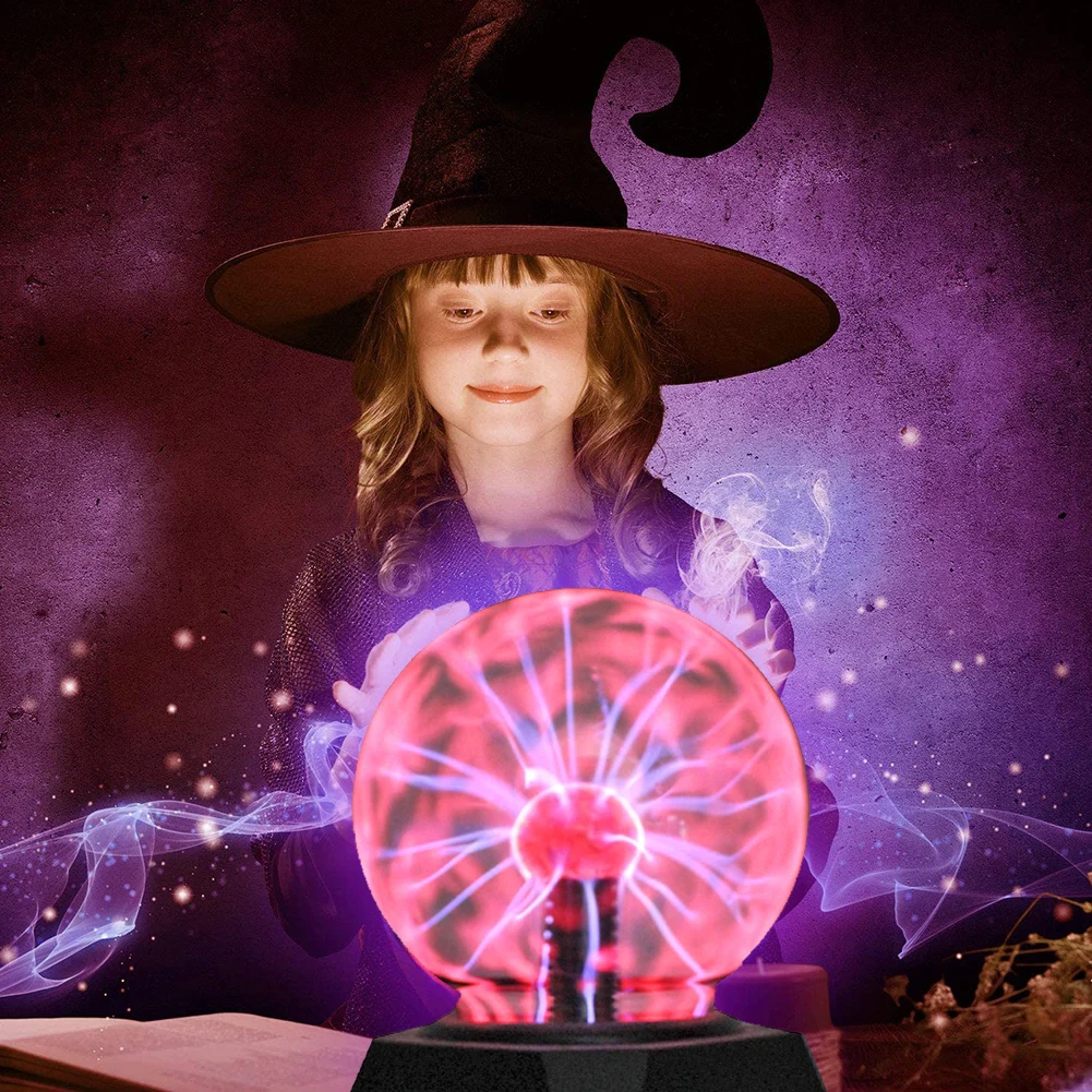 

4/5/6/8 inch Halloween Plasma Ball Lights Christmas USB Glitter Voice Sensor Lights Christmas Ornaments for Kids Party Room Lamp
