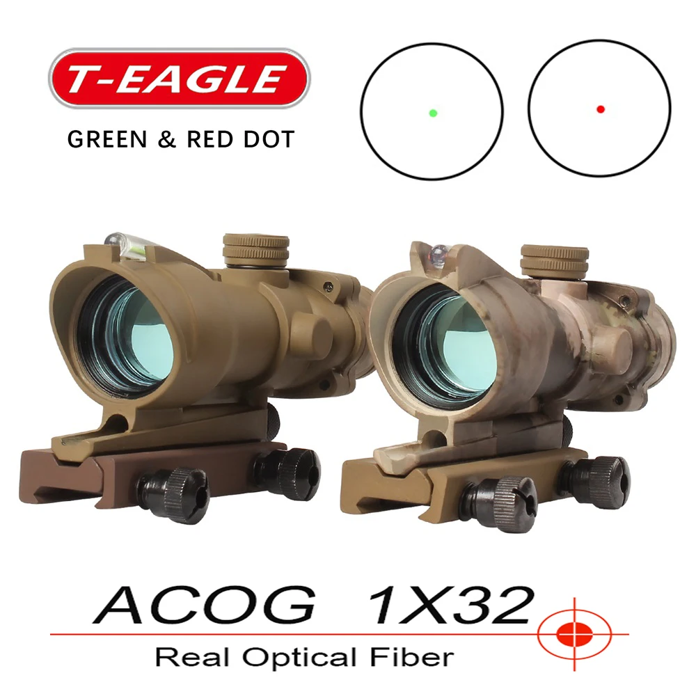 Trijicon T-eagle ACOG 1x32 оптические винтовки прицелы пятнистость красная точка M416 сетка с 20 мм креплениями прицел охотничья Оптика прицел