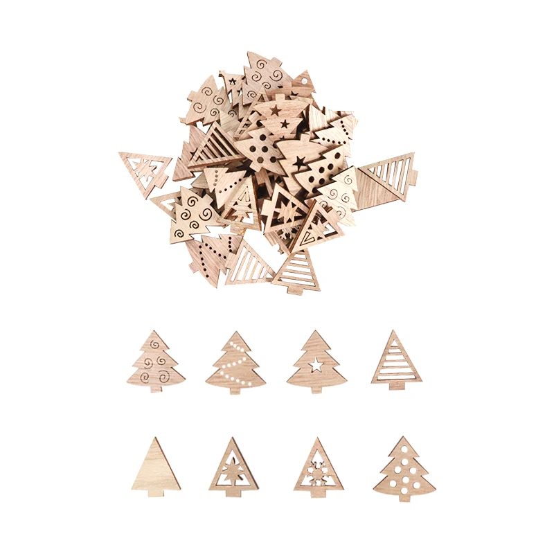 50pcs shape d 101% высокое качество красивый деревянный висячий орнамент для Рождественского украшения дома и украшения новогодней елки NewYear noel - Цвет: 50pcs shape d