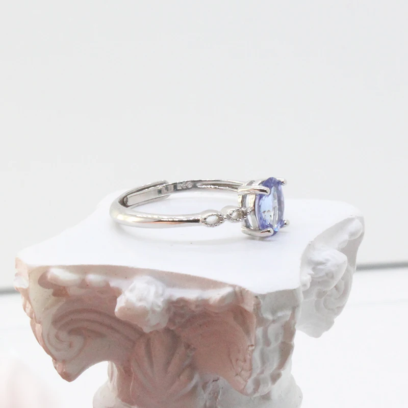 Классическое Обручальное кольцо из серебра 925 пробы с танзанитом 5 мм * 7 0 карата VVS