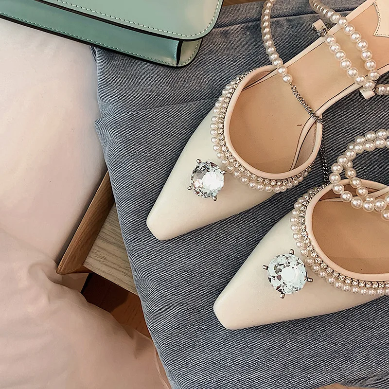 

Asumer 2021 Sandals Women Genuine Leather Shoes Crystal Bead High Heels Sandals Summer Fashion Party Wedding Shoes Woman
