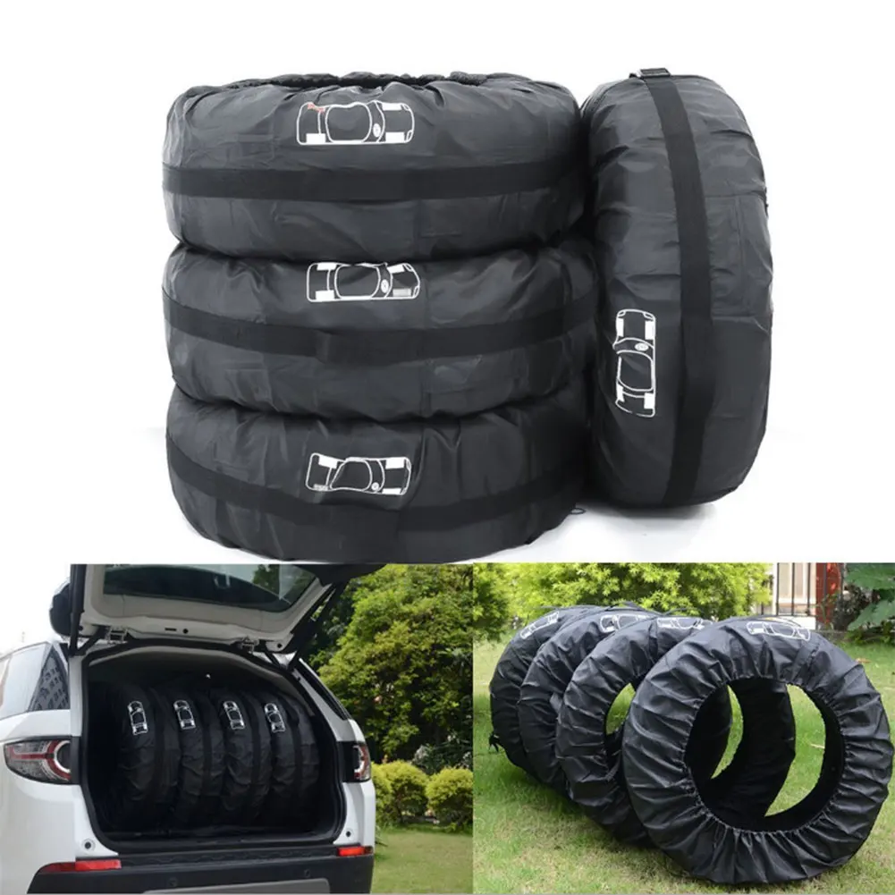 4Pcs/Lot Car Spare Tire Cover Case Polyester Auto Wheel Tires Storage Bags Vehicle Tyre Accessories Dust-proof Protector Styling |