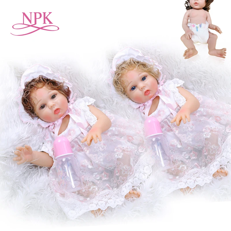 Кукла NPK реборн Мягкая силиконовая 47 см кукла младенец с милым лицом и кудрявыми